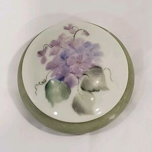 LEC Limoges France Vintage Hand Painted Floral Small Porcelain Trinket Box